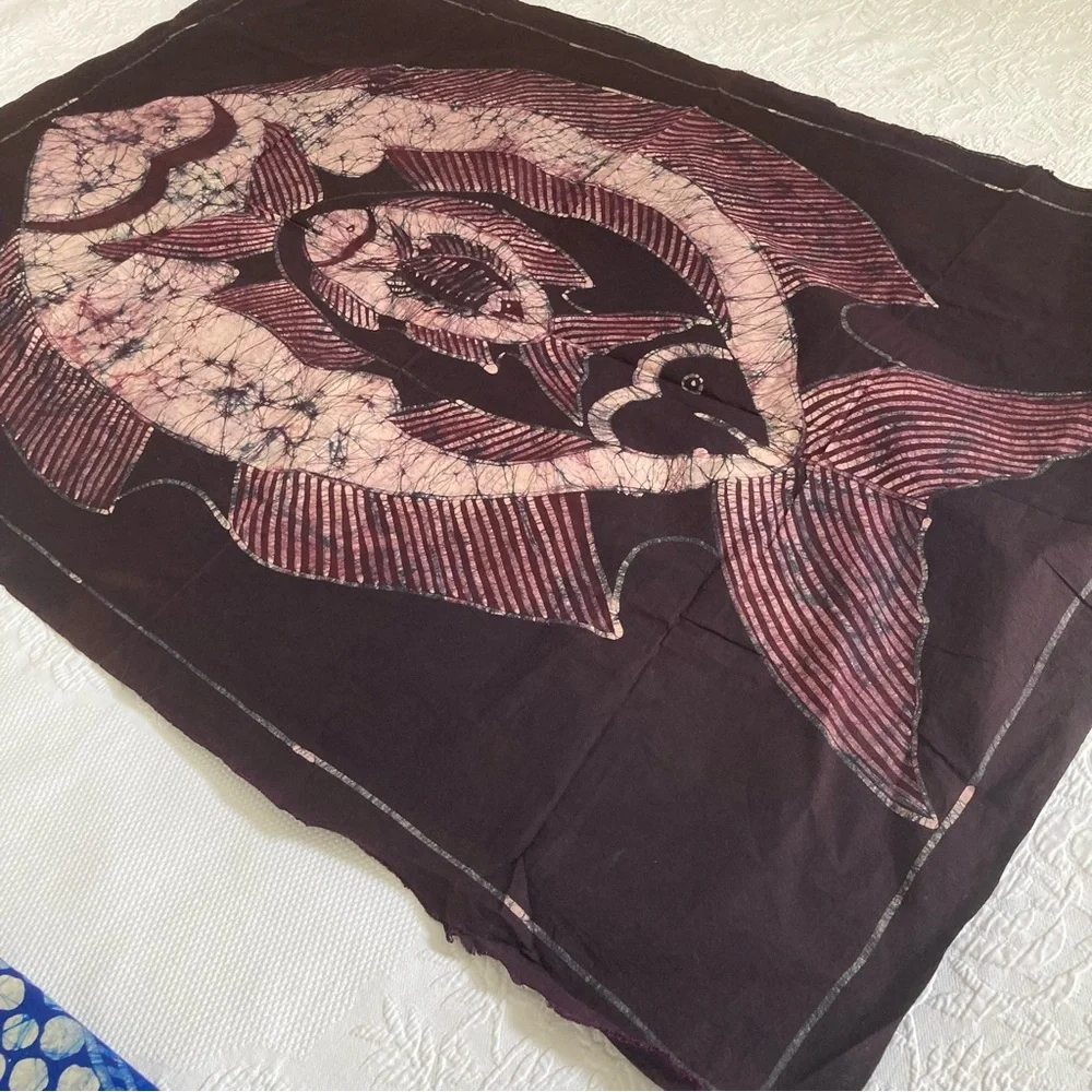 African wax print handmade batik fabric wall hangings lot of 3 - 33” x 45” - Picture 3 of 14